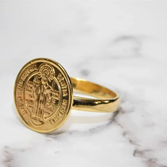 14k Yellow Gold ST. Benedict Ring - Picture 3 of 4